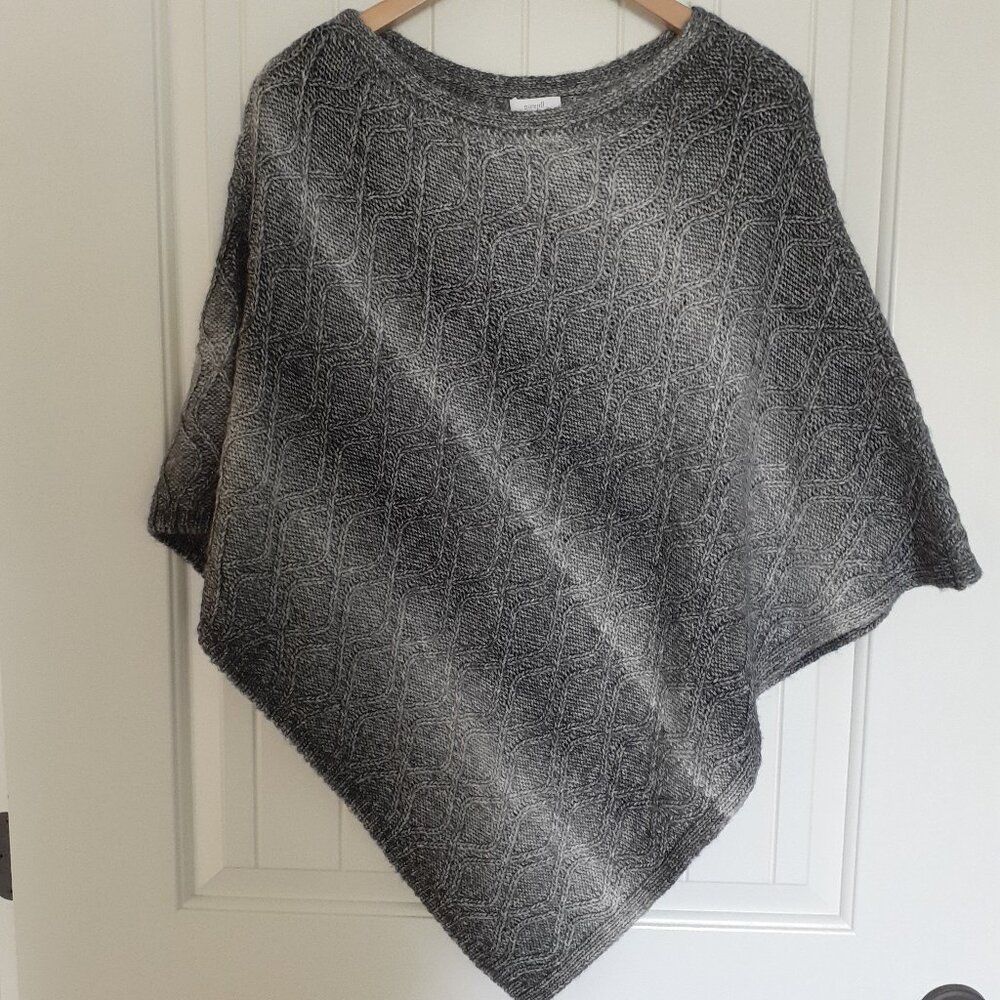 J. Jill Pure Jill Cotton Blend Cable Knit Ombre Poncho Gray Size S-L